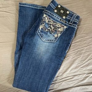 Miss Me boot cut jeans with pink pocket accents